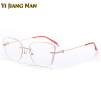 women titanium glitter color edges optical glasses frame transparent lens lightweight fashion eyeglasses rimless eyewear