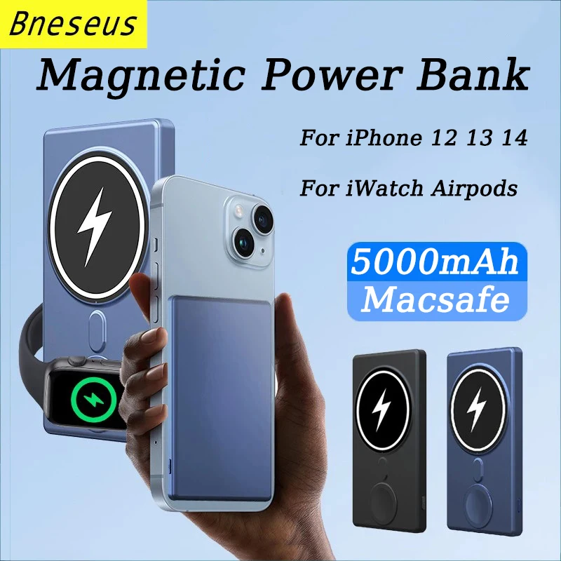 

3-In-1 Magnetic Power Bank Macsafe Powerbank External Auxiliary Battery For iPhone 12 13 14 15 iWatch Airpods Wireless Charger