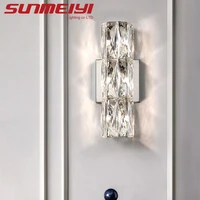 luxury wall sconce lamps k9 crystal nordic led lights for bedroom bedside living room aisle tv background wall decor lihghting