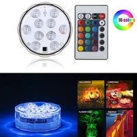 ip68 10 leds remote controlled rgb submersible pool light operated underwater night lamp outdoor vase bowl garden decoration