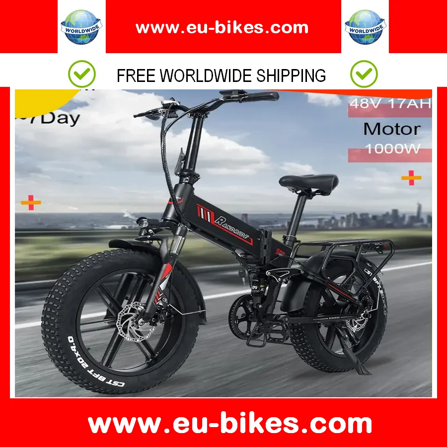 

Randride Adult Mountain Bike Folding Electric Bicycle 1000W 48V 17A Removable Battery Quot Fat Tire Mens Snow Ebike