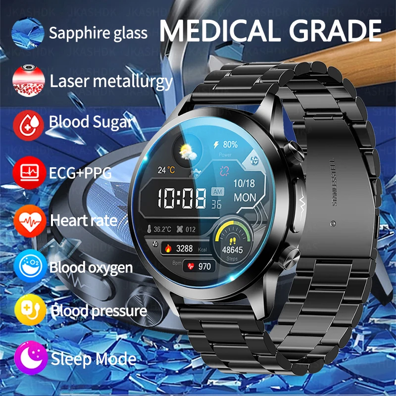 

Sapphire Glass Laser Treatment Three High Smart Watch Men ECG+PPG Blood Sugar Health Tracker Smart Watch For Huawei Xiaomi 2023