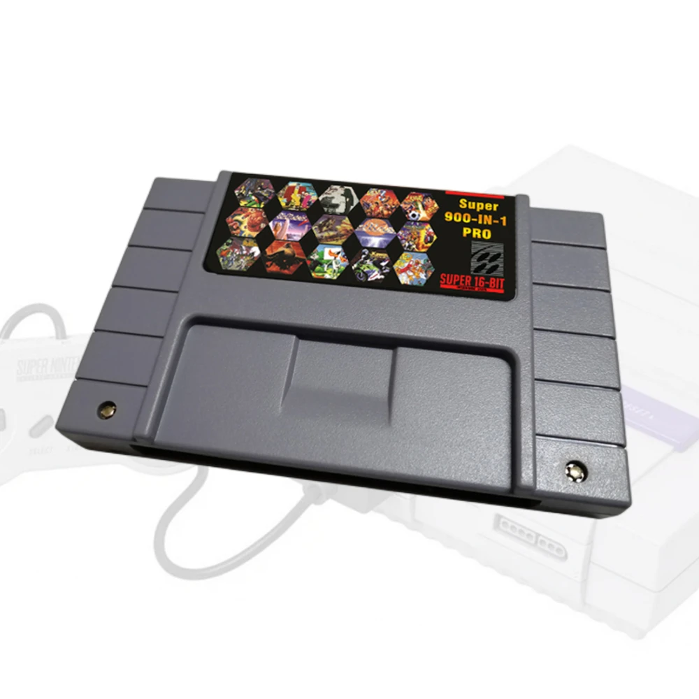 DIY игровая карта для классической игровой консоли SNES со 900 играми в картридже, поддерживающая PAL/NTSC и сохранение прогресса.