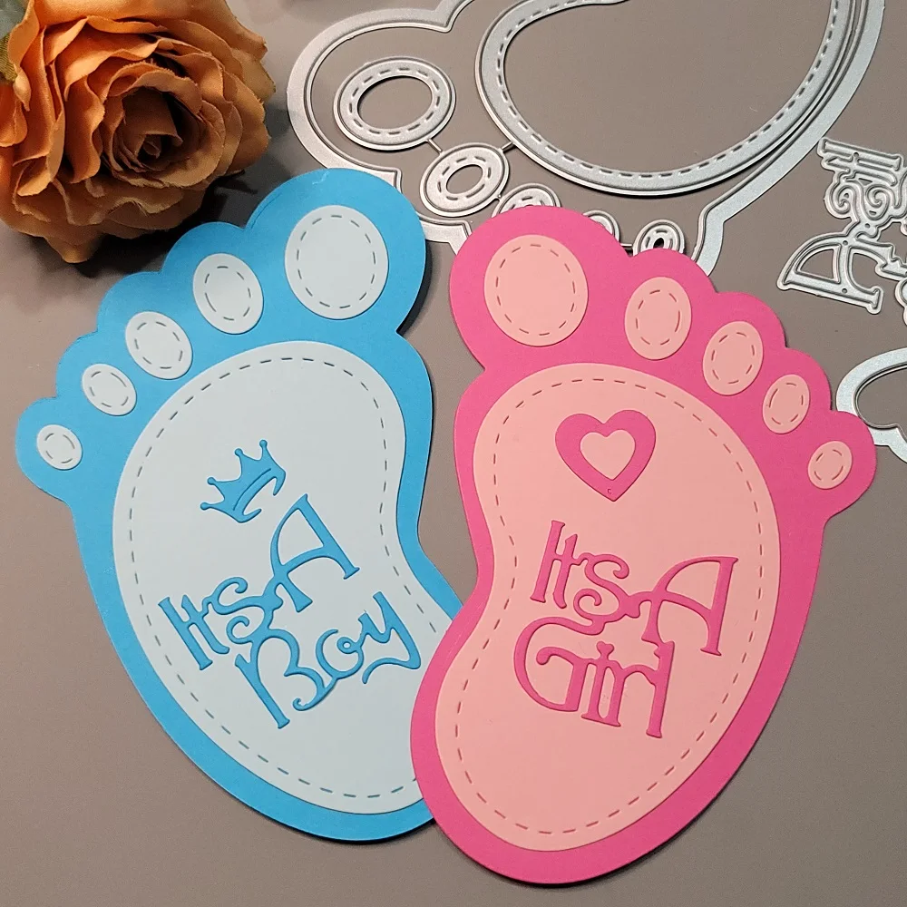 

Baby Foot Metal Cutting Dies Scrapbook Embossing Manual Craft Girl or Boy Die Cuts Album Card Cover DIY Craft Cutting Die