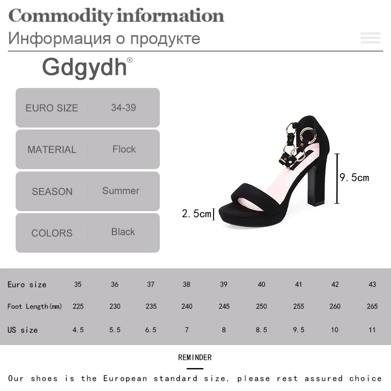 Gdgydh Ankle Strap Heeled Sandals Women Summer Shoes Open Toe Matel Decoration High Heels Party Dress Rubber Sole Non-slip