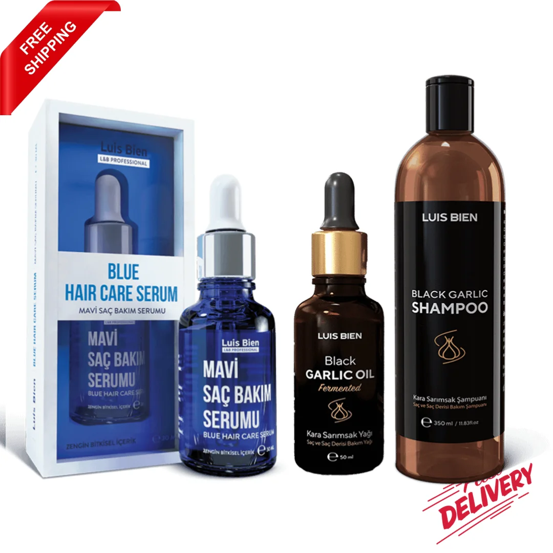 

LUIS BIEN Hair Care Set, Black Garlic Oil Blue Serum and Black Garlic Shampoo