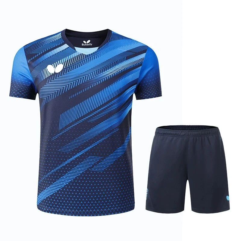 Men T-shirt Summer Quick Drying Female Training Badminton Suit Table Tennis Suit Printed T-shirt Boys Breathable Sports Suit
