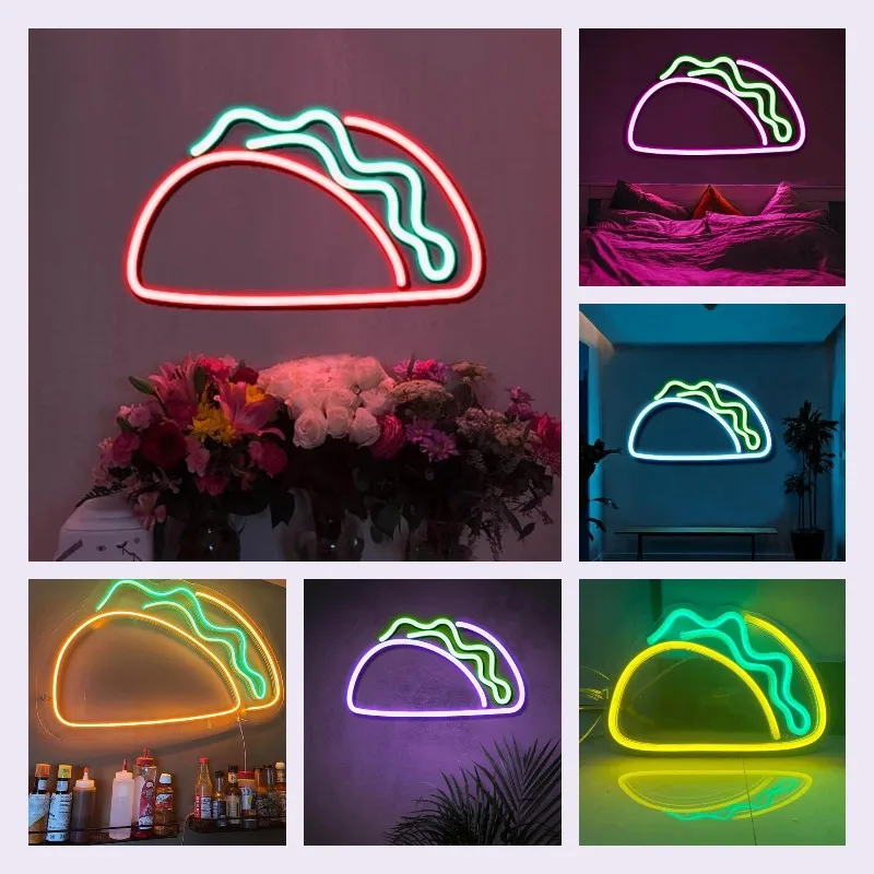 

LED Custom Taco Neon Sign Light Handmade Wall Decoration Font for Room Fast Food Shop Gift Home High Quality Acrylic Design
