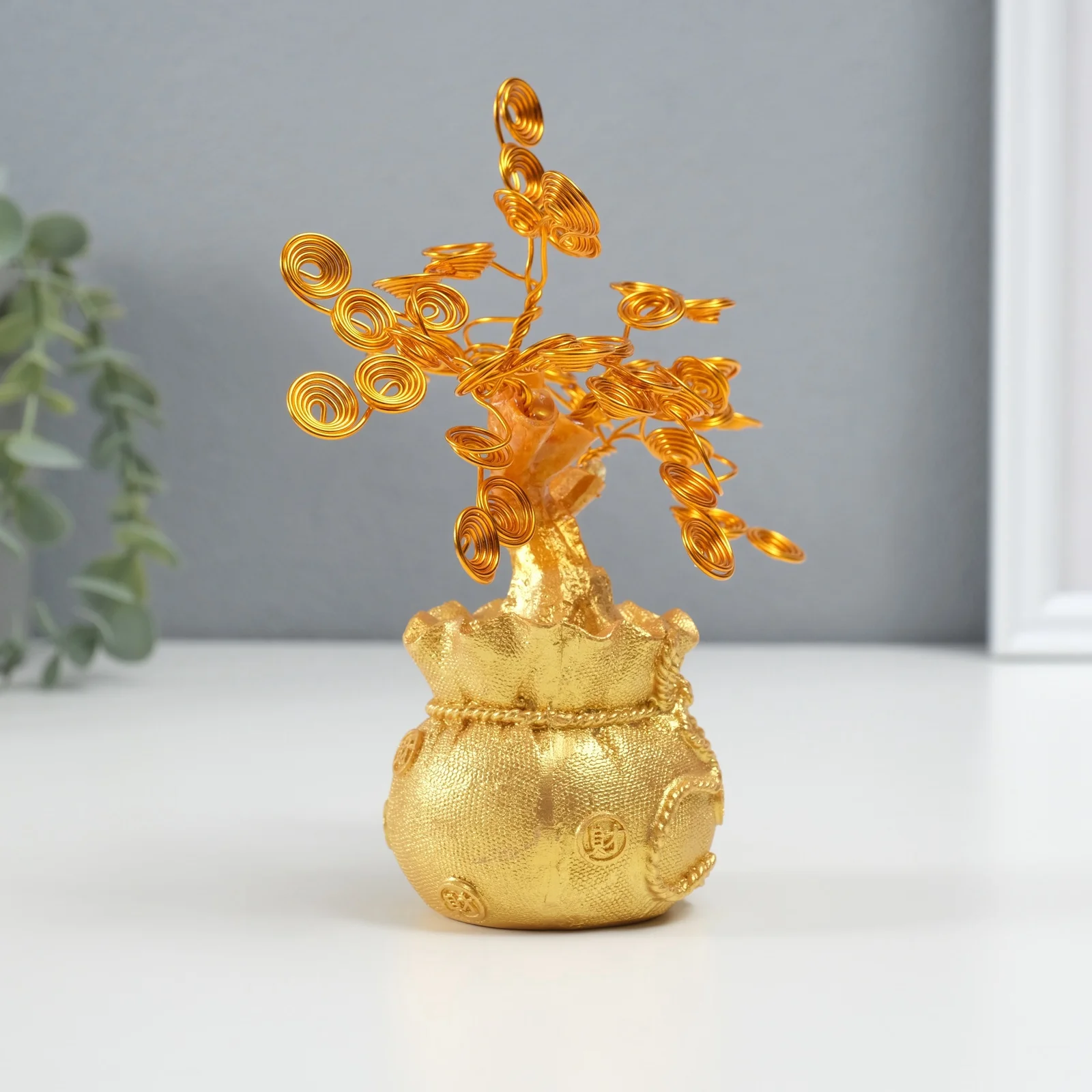 Сувенир полистоун металл 'Дерево жизни в мешке' 6х17х17 см (комплект из 3 шт)