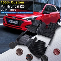 car floor mats for hyundai i20 gb ib mk2 20142019 non slip luxury leather rug anti dirt pad auto mat full set car accessories