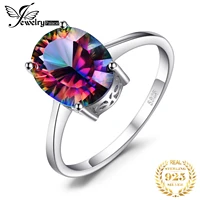 jewelrypalace genuine natual oval rainbow fire mystic quartz solid 925 sterling silver ring for women fashion vintage jewelry