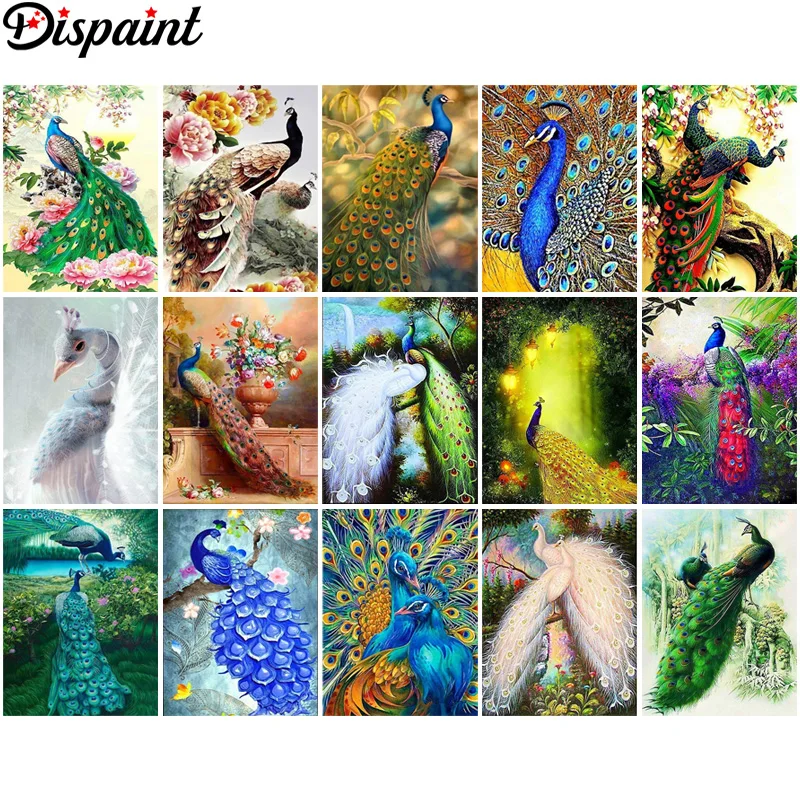 

Алмазная 5D Вышивка «Павлин» Dispaint, полноформатная круглая/квадратная алмазная живопись «сделай сам», вышивка крестиком, украшение для дома