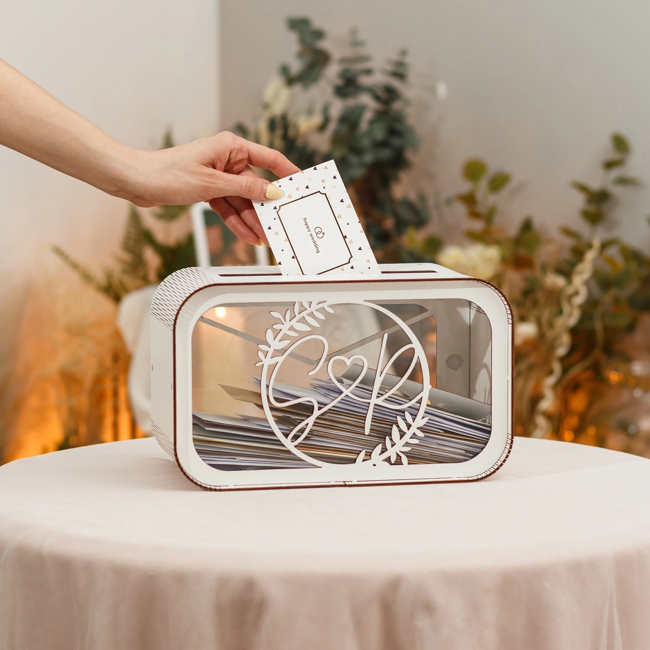 Personalized Wedding Card Box Wooden Envelope Keepsake Box for Guests Custom Money Box for Wedding Gifts Rustic Wedding Decor