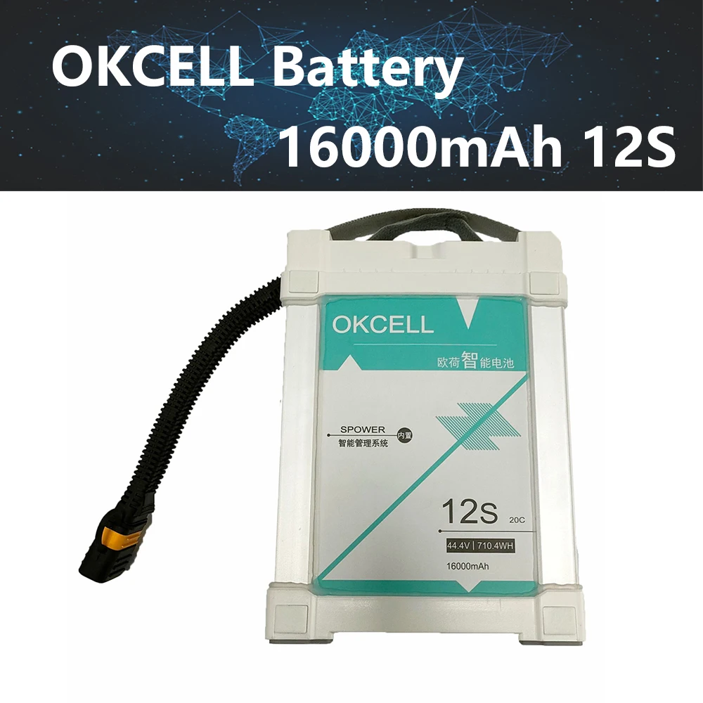 

Оригинальный аккумулятор OKCELL 16000 мАч 44,4 в 12S LiPO Burst 20C для сельскохозяйственного распылителя Drone Frame