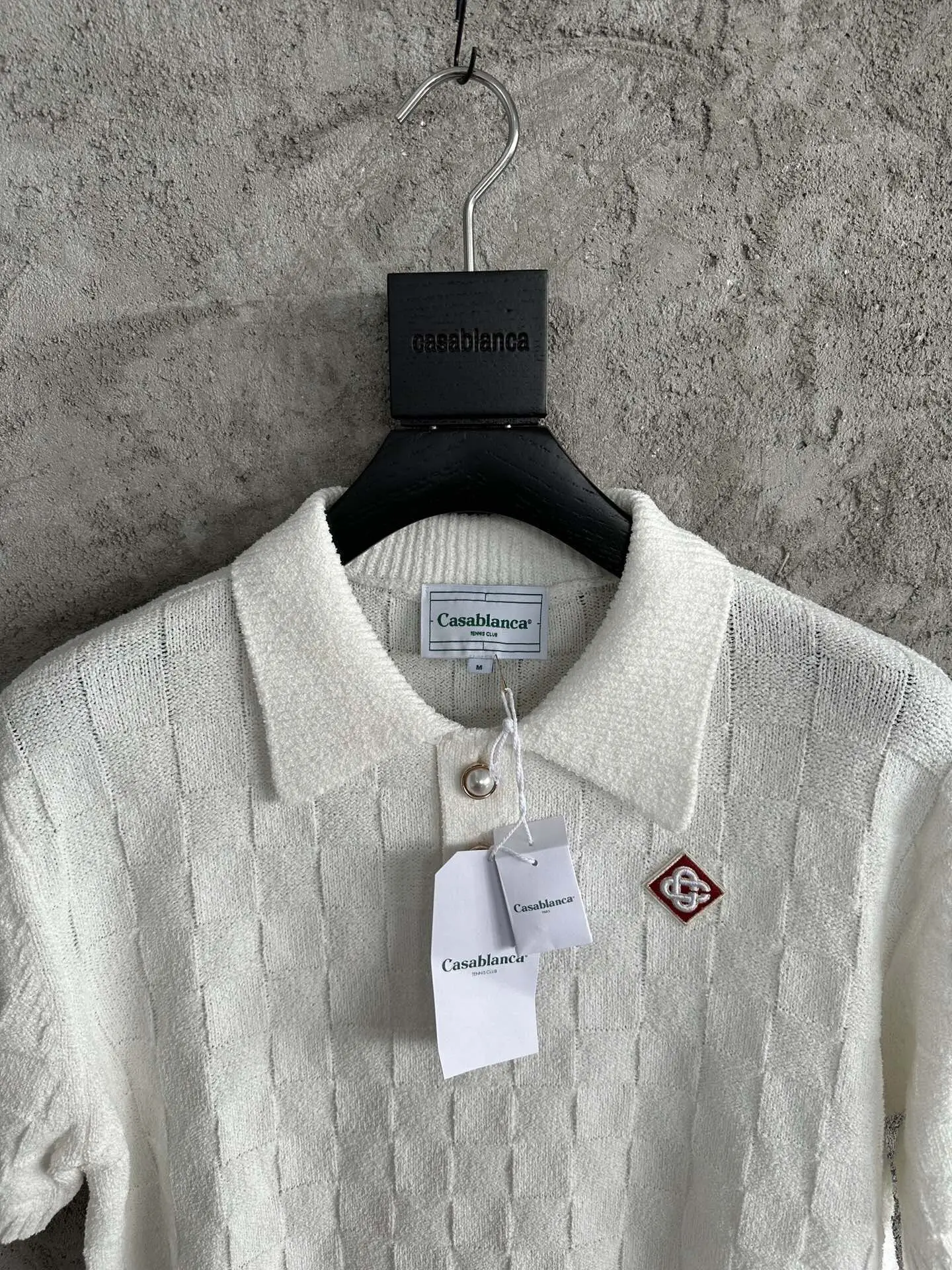 CASABLANCA 2023SS Клетчатый свитер POLO Рубашка 100% хлопчатобумажная ткань Hine Высокая