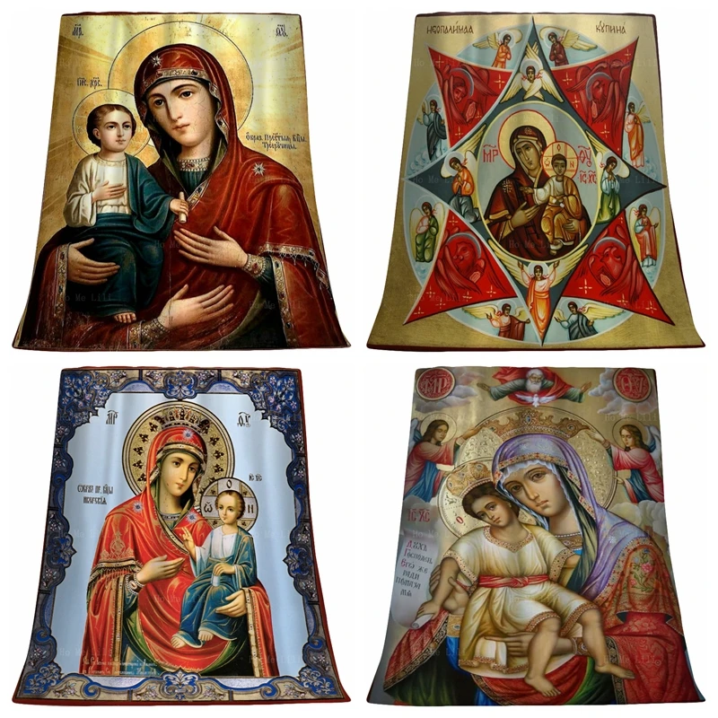 

The Three-handed Mother Of God The Burning Bush Icon Virgin Mary And Jesus Flannel Blanket By Ho Me Lili Fit For All Seasons Use