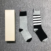 tb mens boutique cotton socks new style grey business men socks soft breathable summer winter for male socks plus size