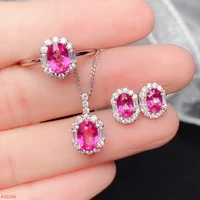 high end jewelry 100 natural gemstone 925 sterling silver pink topaz ladies ring pendant earrings necklace suit party gift mar