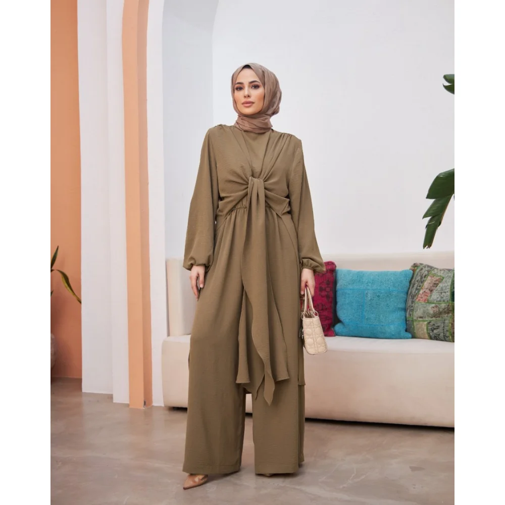 Women's Cross Tied Hijab Jumpsuit Trend Summer abaya abayas for women abayas muslim sets jilbab modest clothing muslim dress wom