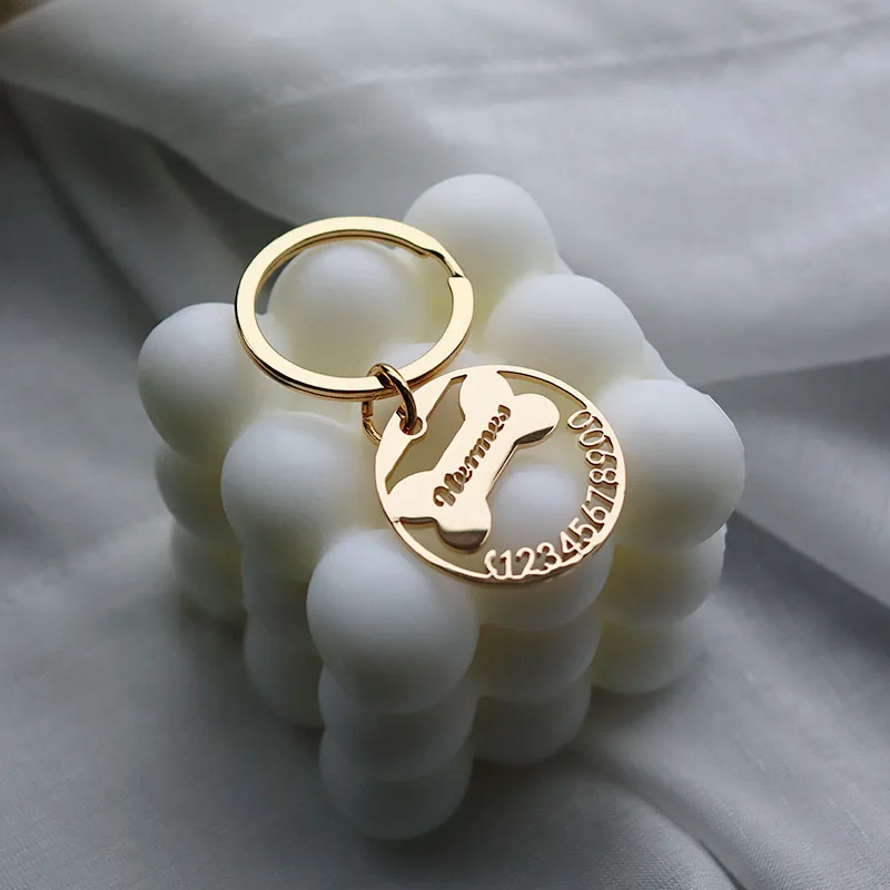 Персонализированный брелок для ключей с именем собаки номером телефона защитой