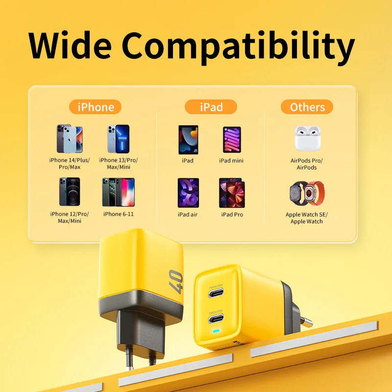 WEKOME Mecha Style Type C 40W GaN Charger Dual Ports PD QC 3.0 Fast Charging Adapter for iPhone 14 Series Samsung Xiaomi Huawei