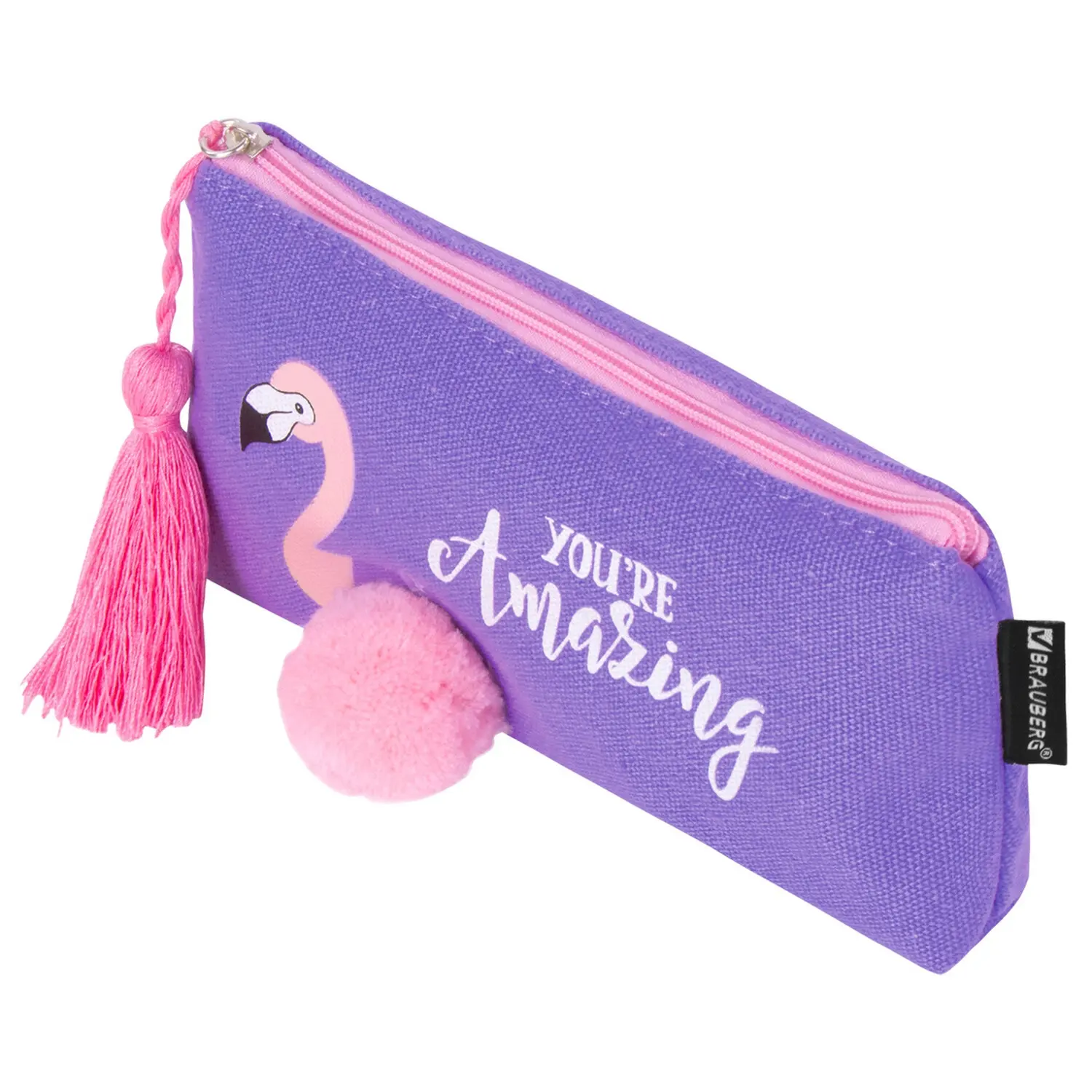 Пенал-косметичка BRAUBERG, канвас с объемной аппликацией, 