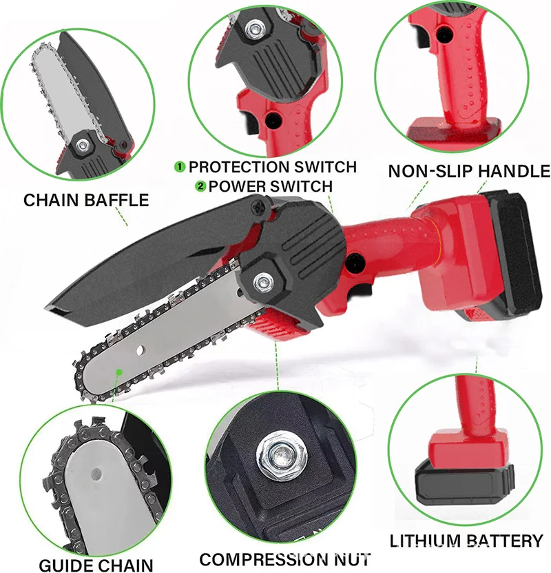 4-дюймовая Мини-электрическая Бензопила Aprtiikoto Портативная Перезаряжаемая