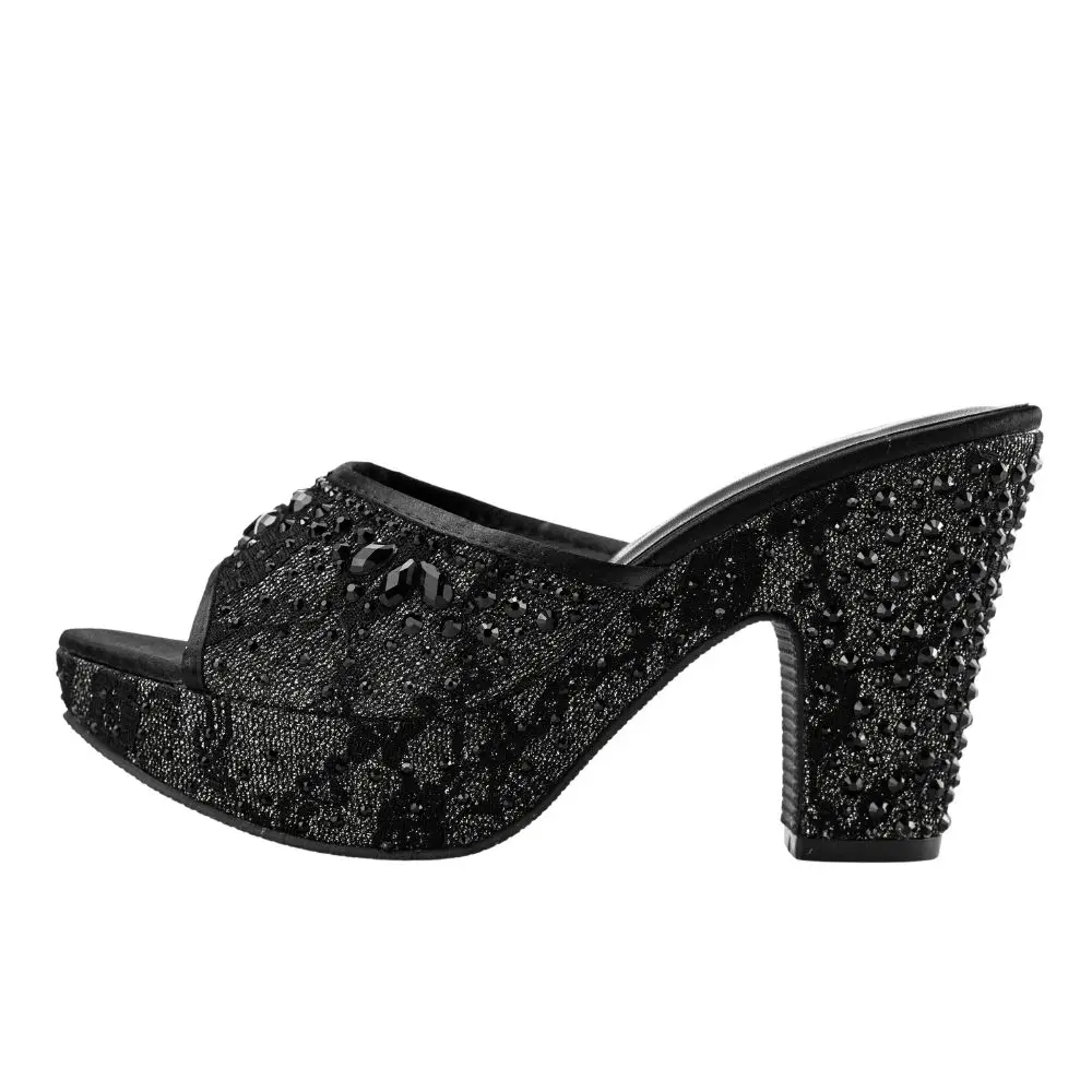 Designer Luxury Sandals Geriger Gegallel Women's Sandals Gold Silver Black Red Plus Size Lace Gemstone Party Chunky Heels Mules