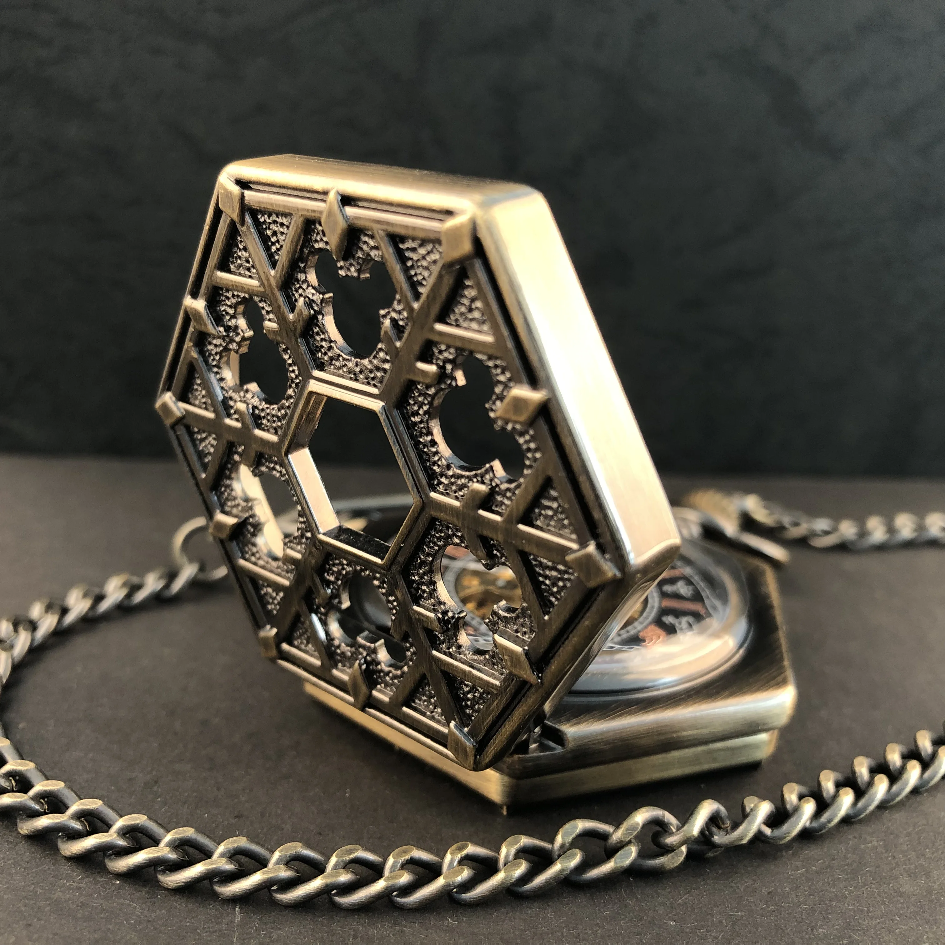 Exquisite Carved Snowflake Hollow Mechanical Roman Numerals Pocket Watch Necklace Pendant Gifts For Women Or Man with Fob Chain