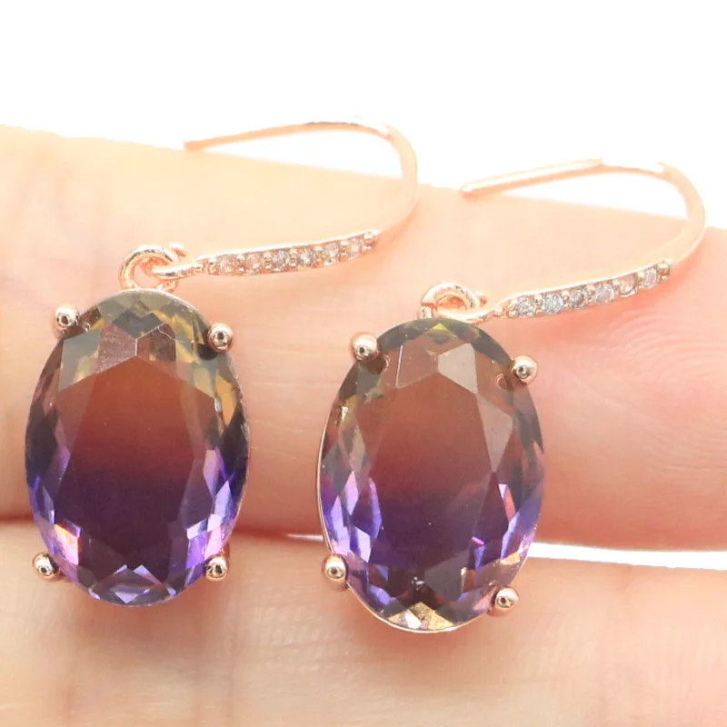 

30x10mm New Statement Multi Color Tourmaline Ladies Fine Jewelry Daily Wear Roes Gold Silver Earrings