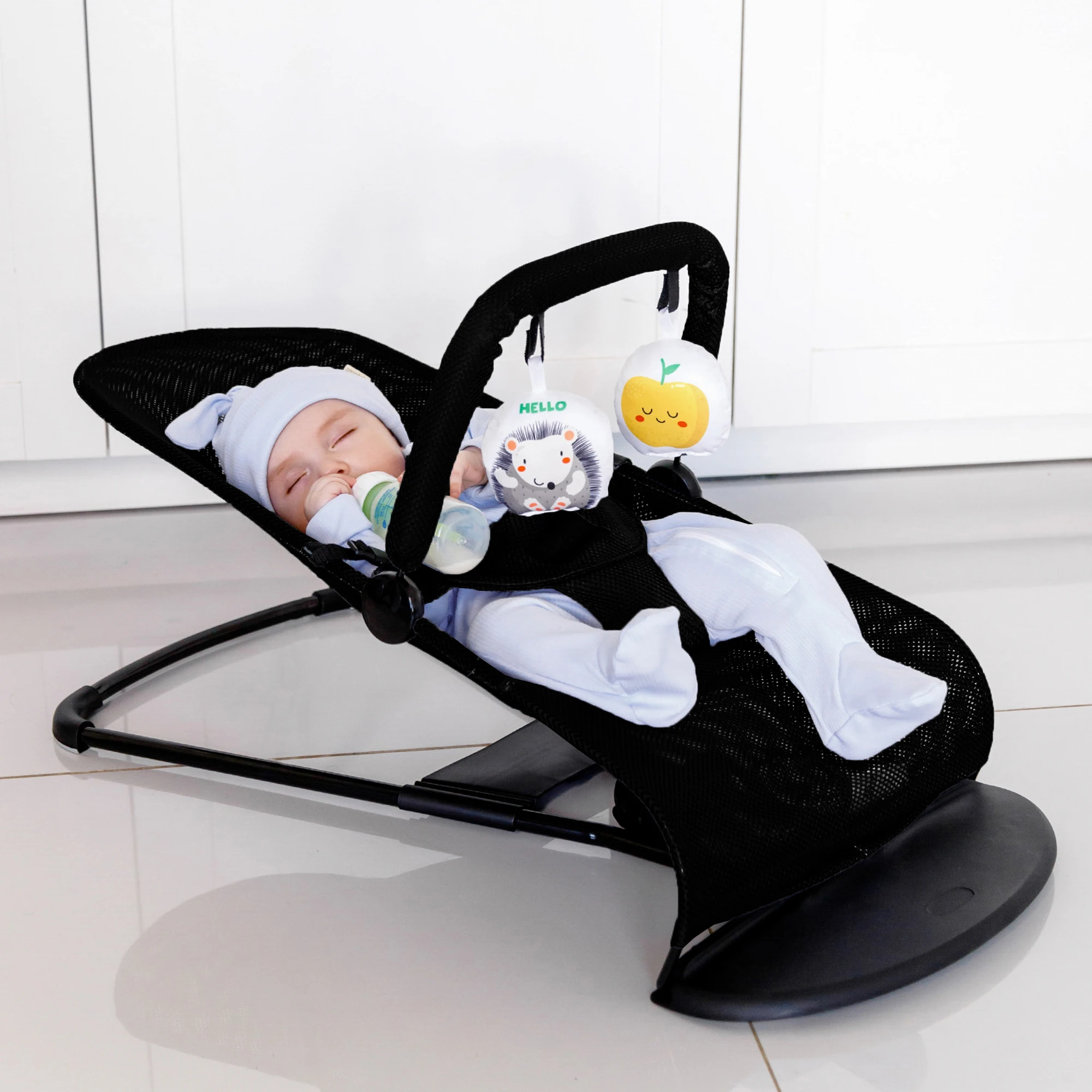 Детский шезлонг Amarobaby, Baby time/Детское кресло-качалка для новорожденных/шезлонг для младенца/Качели детские