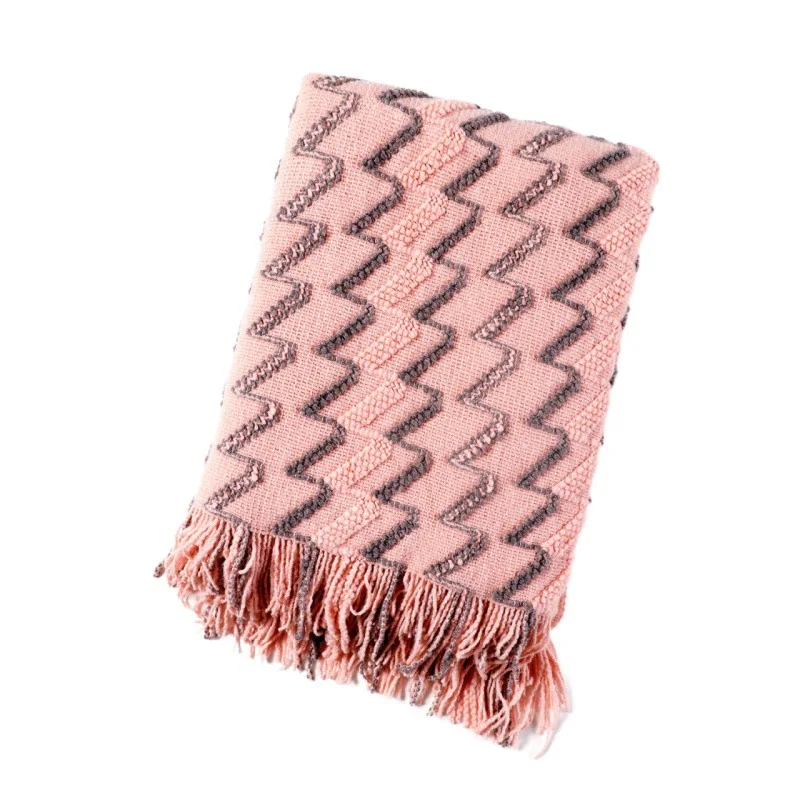 Nordic Knit Plaid Blanket Super Soft Bohemia Blanket For Bed Sofa Cover Bedspread Plaid Decor Blankets With Tassel 127*172CM
