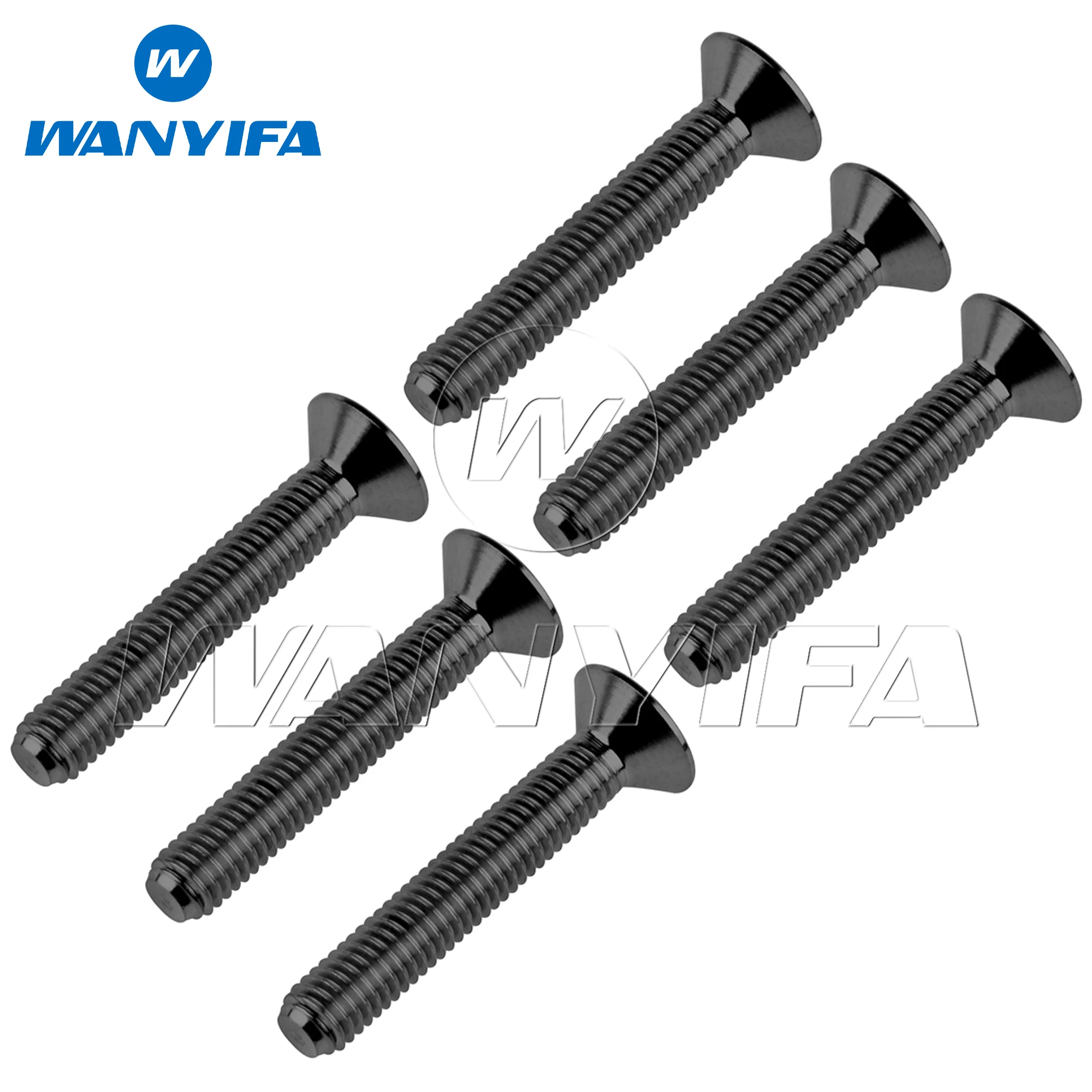 Титановые болты Wanyifa, 6 шт., M5x10, 12, 15, 20, 25, 30 мм, DIN7991, винты с потайной головкой и шестигранной головкой из титанового сплава TC4 Gr5 (art.: 3920cdf9262ca) - 3920cdf9262ca