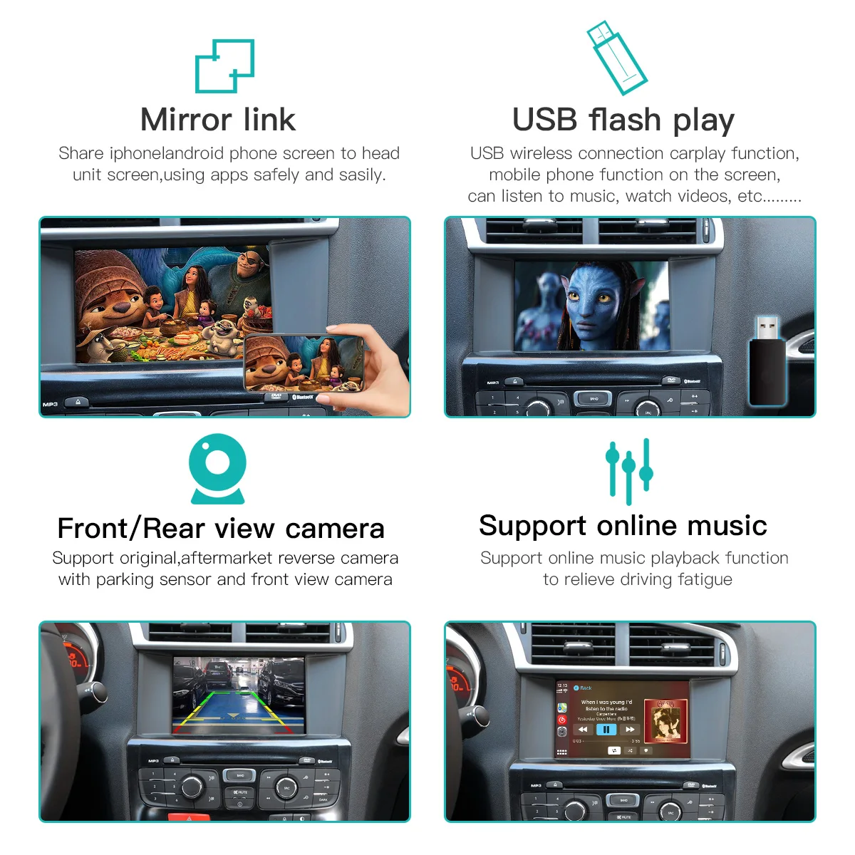 Беспроводной модуль Carplay и Android Auto для Peugeot SMEG 208 308 508 3008 C4 DS3 DS4 DS5 автомобильное