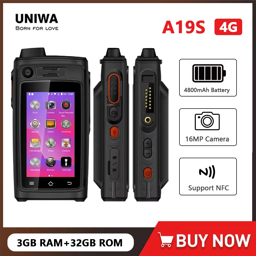 Фото UNIWA A19S противоударный смартфон IP68 водонепроницаемый 4G LTE четырехъядерный телефон рация POC Zello Android 6 мобильный телефон 4800 мАч №1