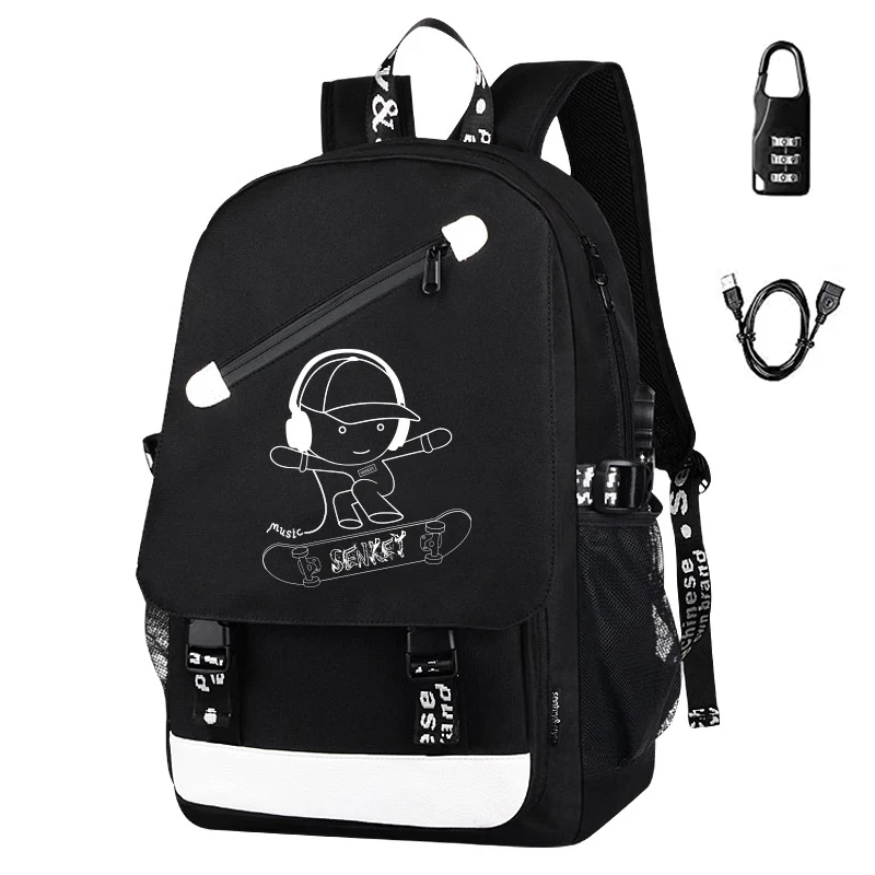 

Anime Luminous Backpack Noctilucent School Bags College Daypack with USB Chargeing Port Travel Laptop Bag For Boy Girls Men