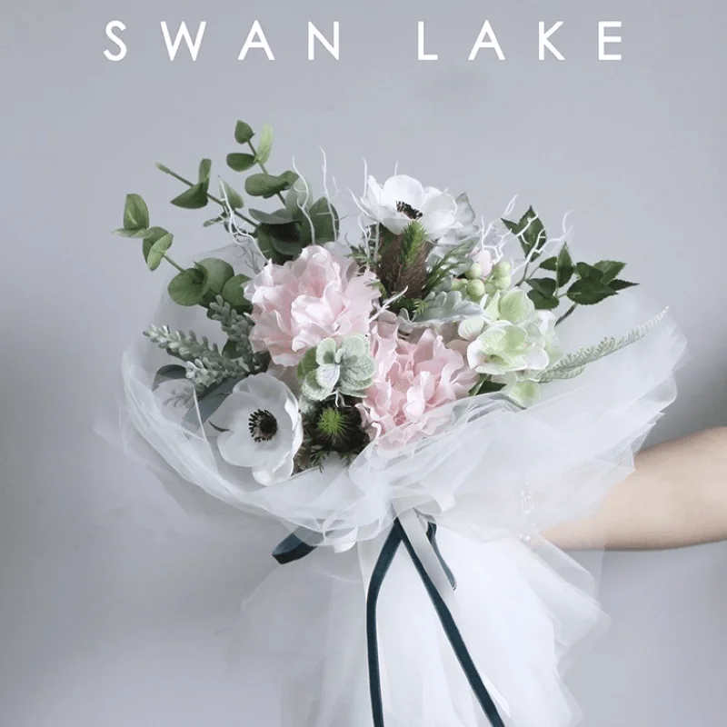 Тюль в виде лебедя озера перьев пряжа один цветок упаковочный материал свежий