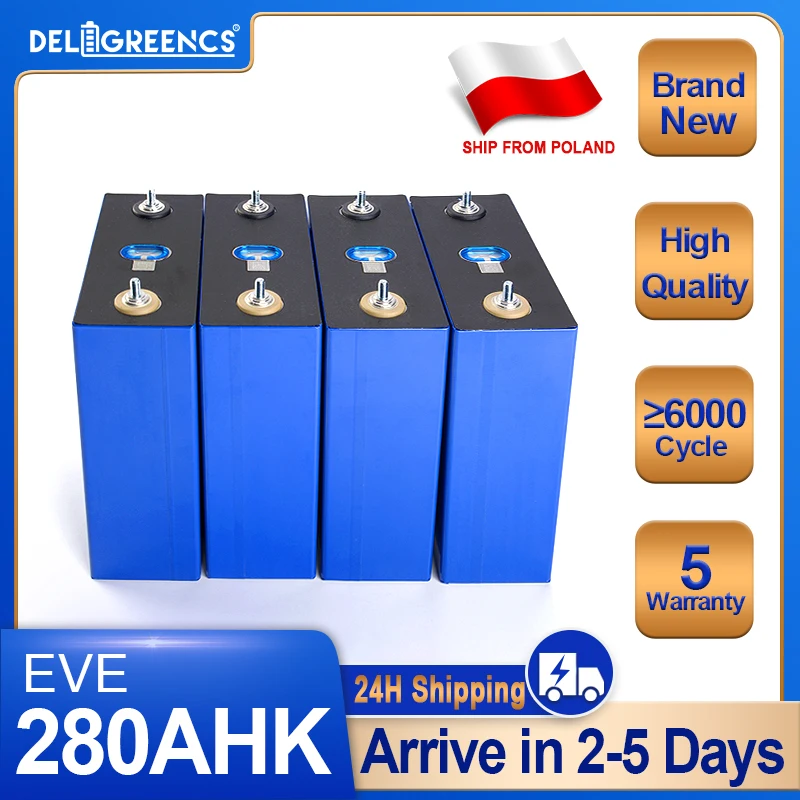 6000 Cycles EVE280K Poland Stock Rechargeable Battery 4/8/16Pcs Lifepo4 GradeA Lithium Battery for  RV Solar Energy Storage