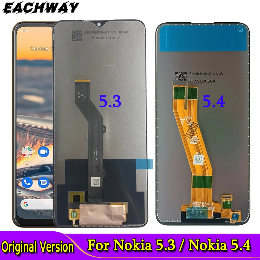 

Original 6.55" For Nokia 5.3 LCD TA-1234 Display Touch Screen Replacment TA-1227 TA-1229 TA-1223 6.39" For Nokia 5.4 LCD Display