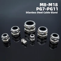 2pcspack ip68 waterproof stainless steel 304 cable metal gland connector metric thread m8 18 germany pg7 11 fixing seal joint