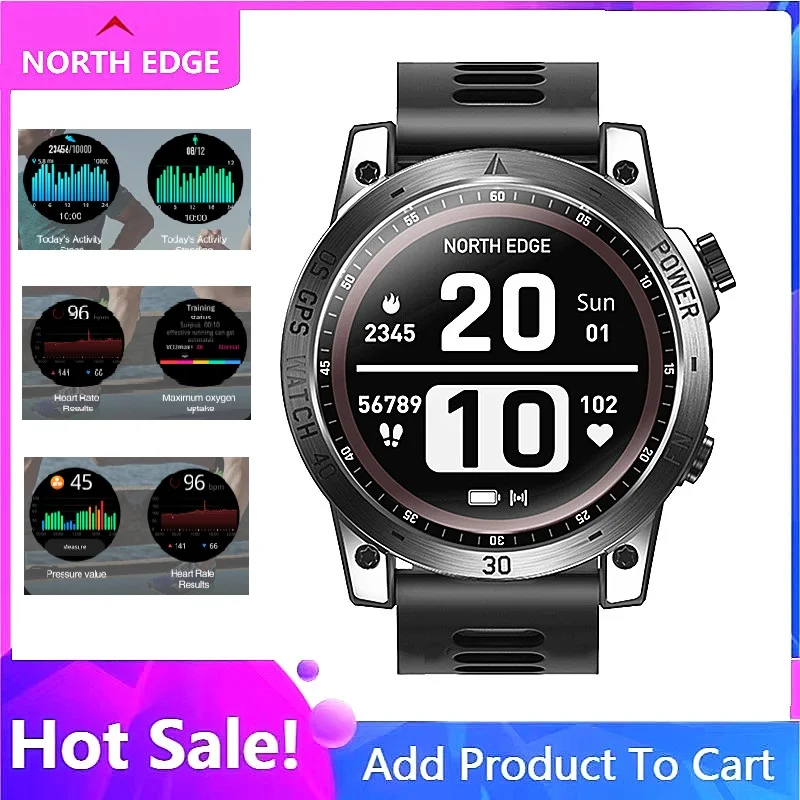 NORTH EDGE Cross Fit 3 GPS Часы Мужские Спортивные 1.43 HD AMOLED Дисплей 50M Банкомат Высотомер