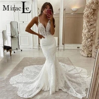 gorgeous sweetheart wedding dresses for women mermaid straps wedding gown for bride lace appliques backless vestidos de novia