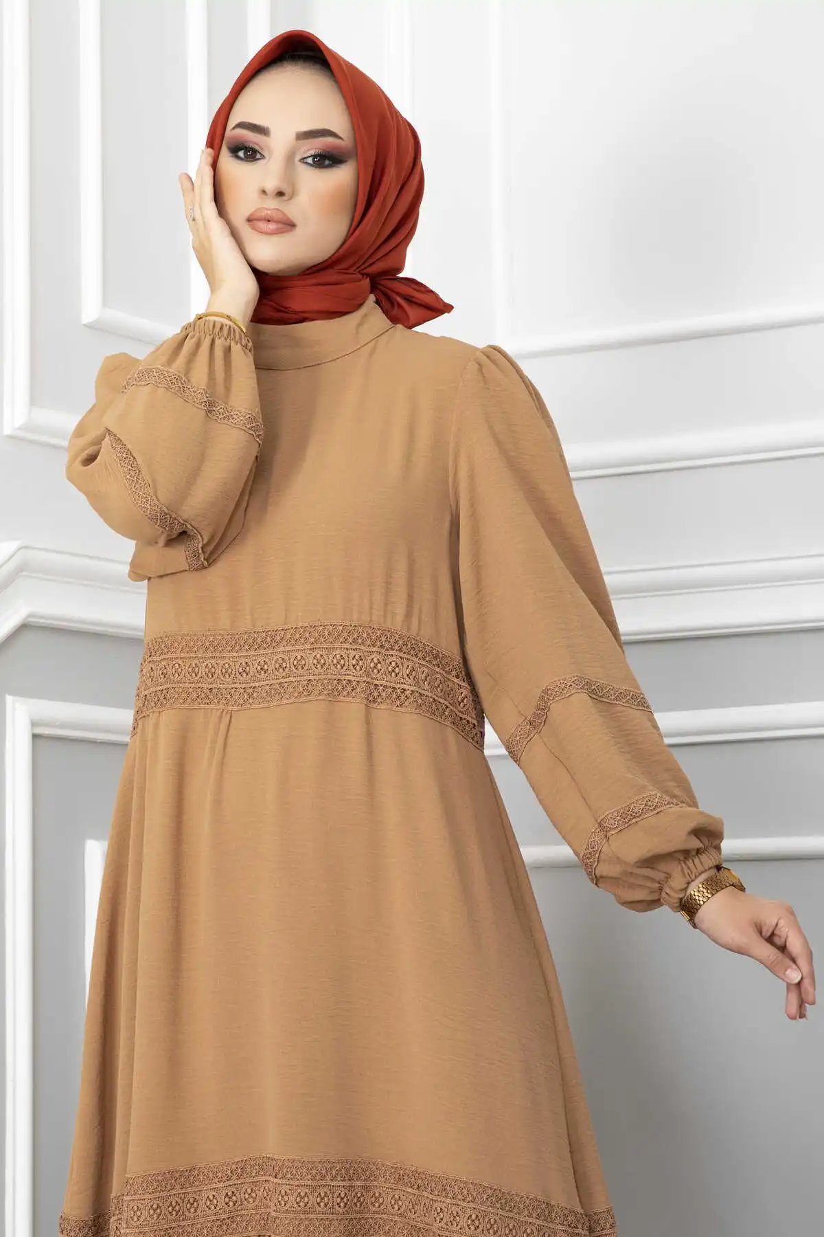 Women Muslım Clothing Lace Detailed Aerobin Hijab Dress Vestidos Abaya Dubai Turkey Arabic Fashion African Long Robe Femme 2022