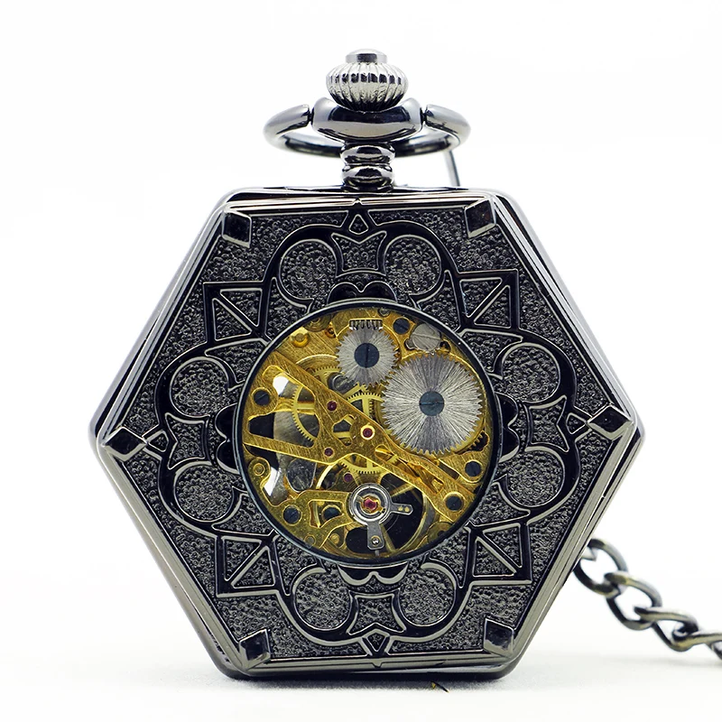 Hollow Arabic Numerals Mechanical Pocket Watch Antique Mouse Engraved Steampunk Necklace Fob Unisex Mens Vintage Pendent Watch