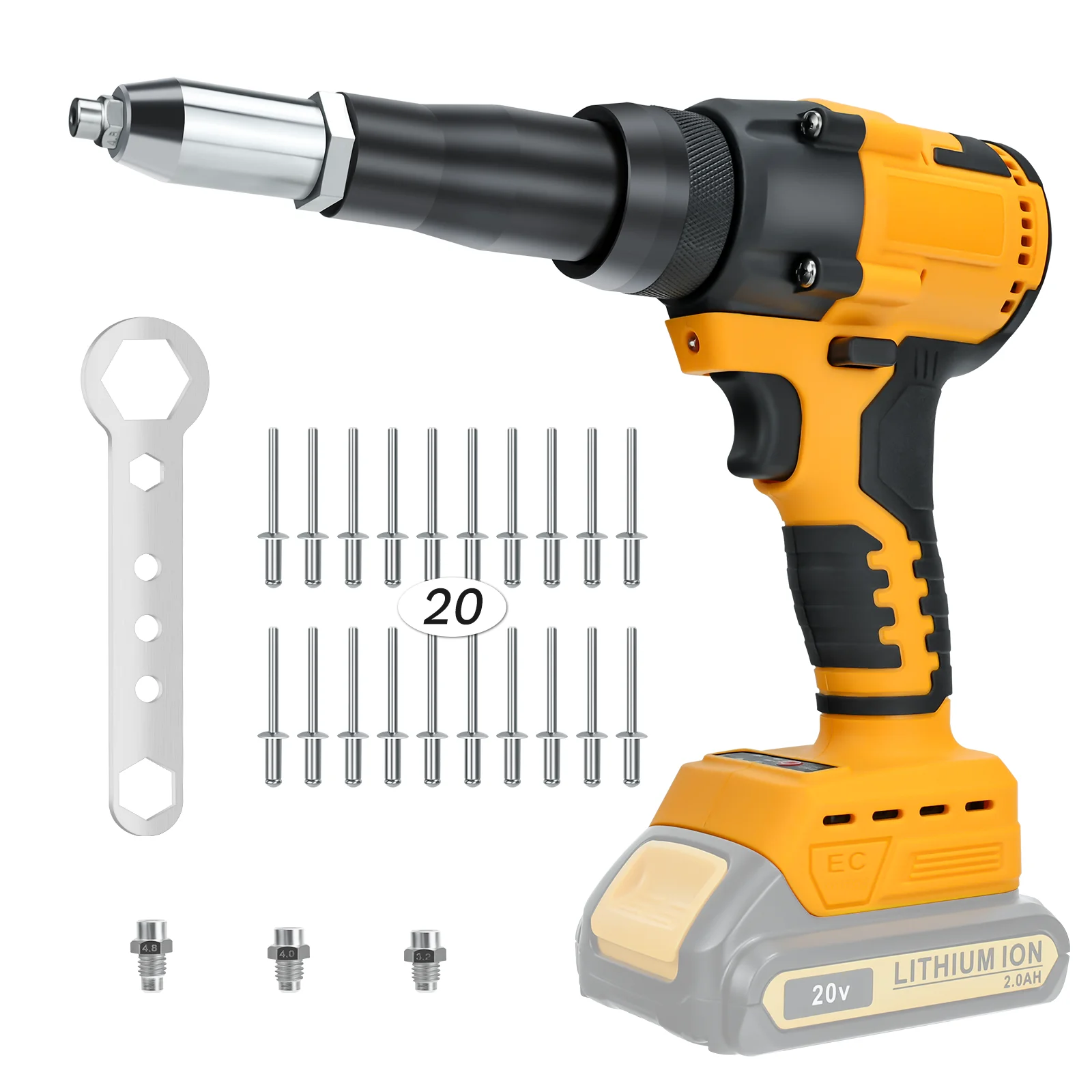 

Пистолет для заклепок Dewalt, 2,4-4,8 мм, с аккумулятором 20 в
