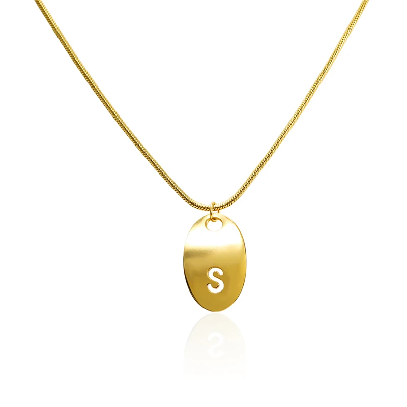 

Stainless Steel Necklace For Women Letter Necklace S Initial Pendant Necklaces Oval Alphabet Necklace Couple Jewelry