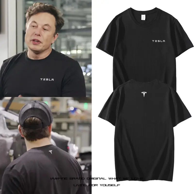 

Musk's Same Tesla T-shirt Tesla Car Peripheral Short-sleeved Work Clothes Pure Cotton Car Club Clothes