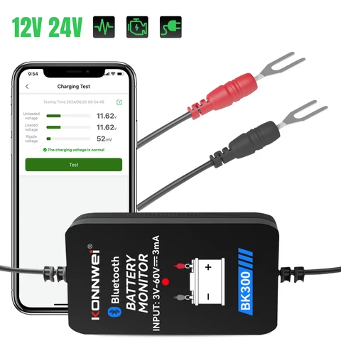 KONNWEI BK300 12 В монитор батареи беспроводной Bluetooth5.0 автомобильный аккумулятор приложение для здоровья мониторинг тестер батареи инструменты для Android IOS