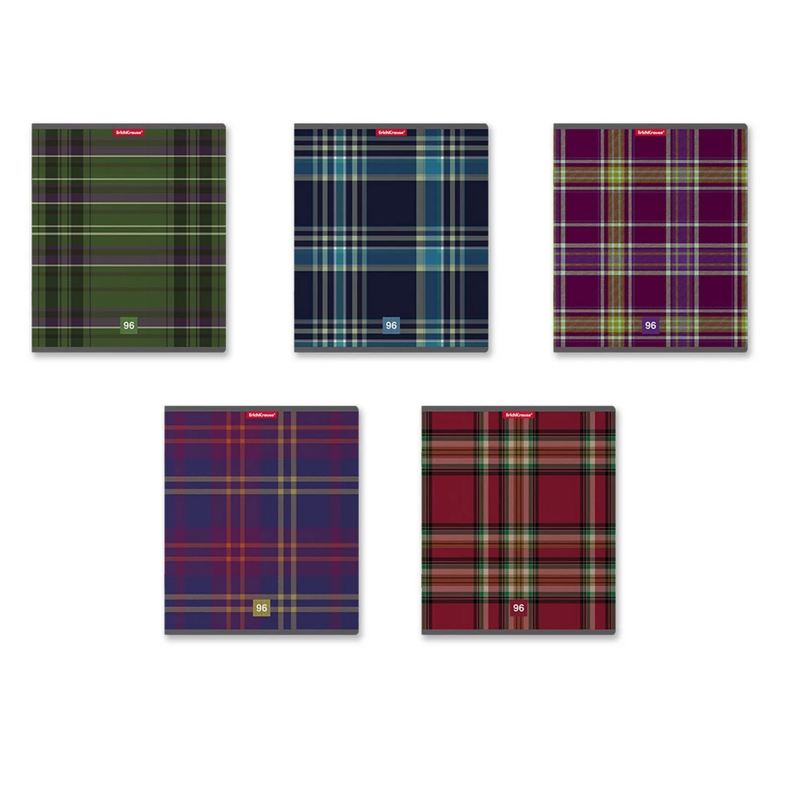 Тетрадь 96 листов в клетку ErichKrause Scottish Cage обложка мелованный картон блок офсет 100%