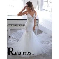 ruhair sweetheart romantic wedding dresses for women flower court train backless patchwork fabric custom made robe de mari%c3%a9e